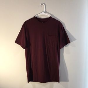 Stafford Burgundy Crewneck Pocket T-Shirt Size M